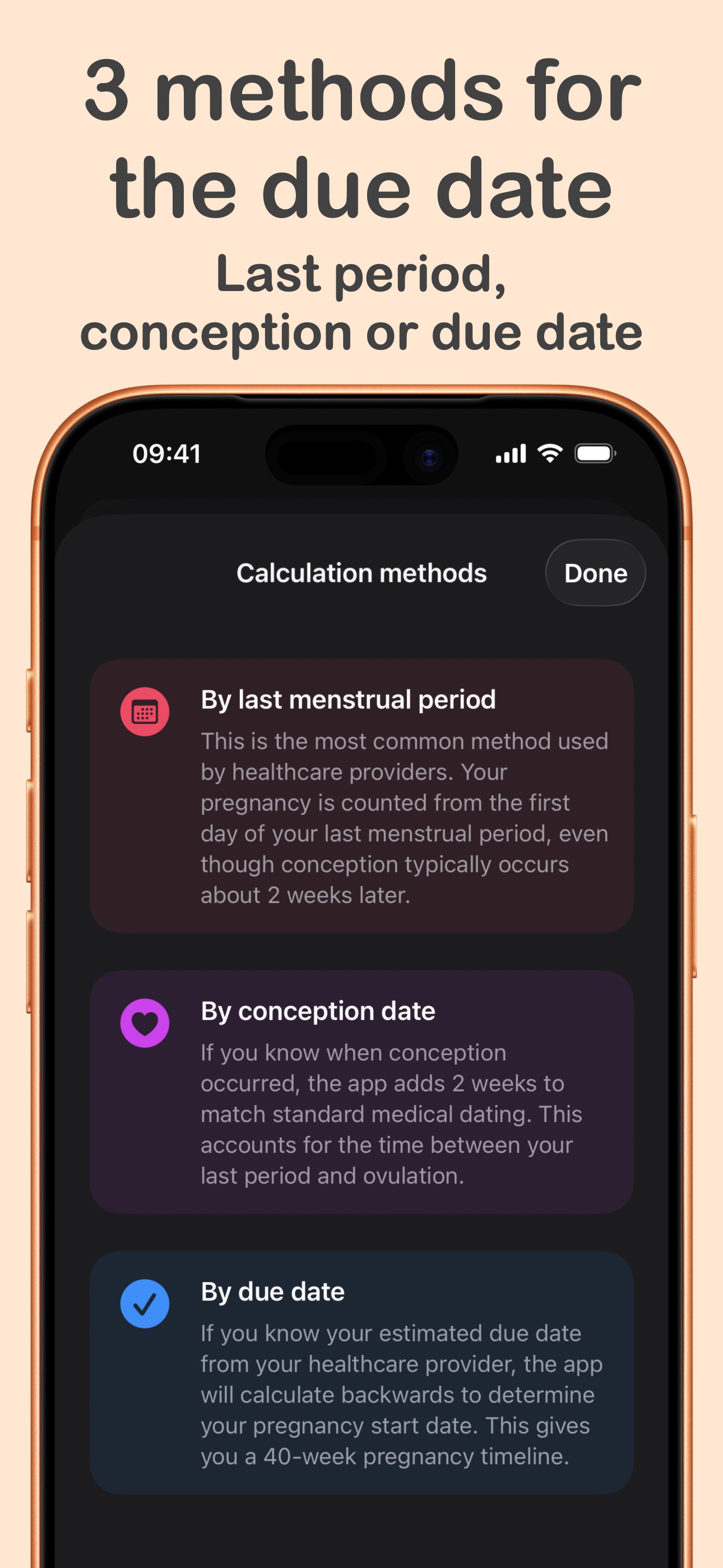 Home screen widgets showing pregnancy week